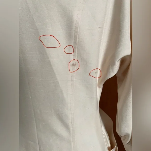 Vintage Silk Cream Button Midi Dress with Shoulder Pads Medium M - Picture 5 of 15